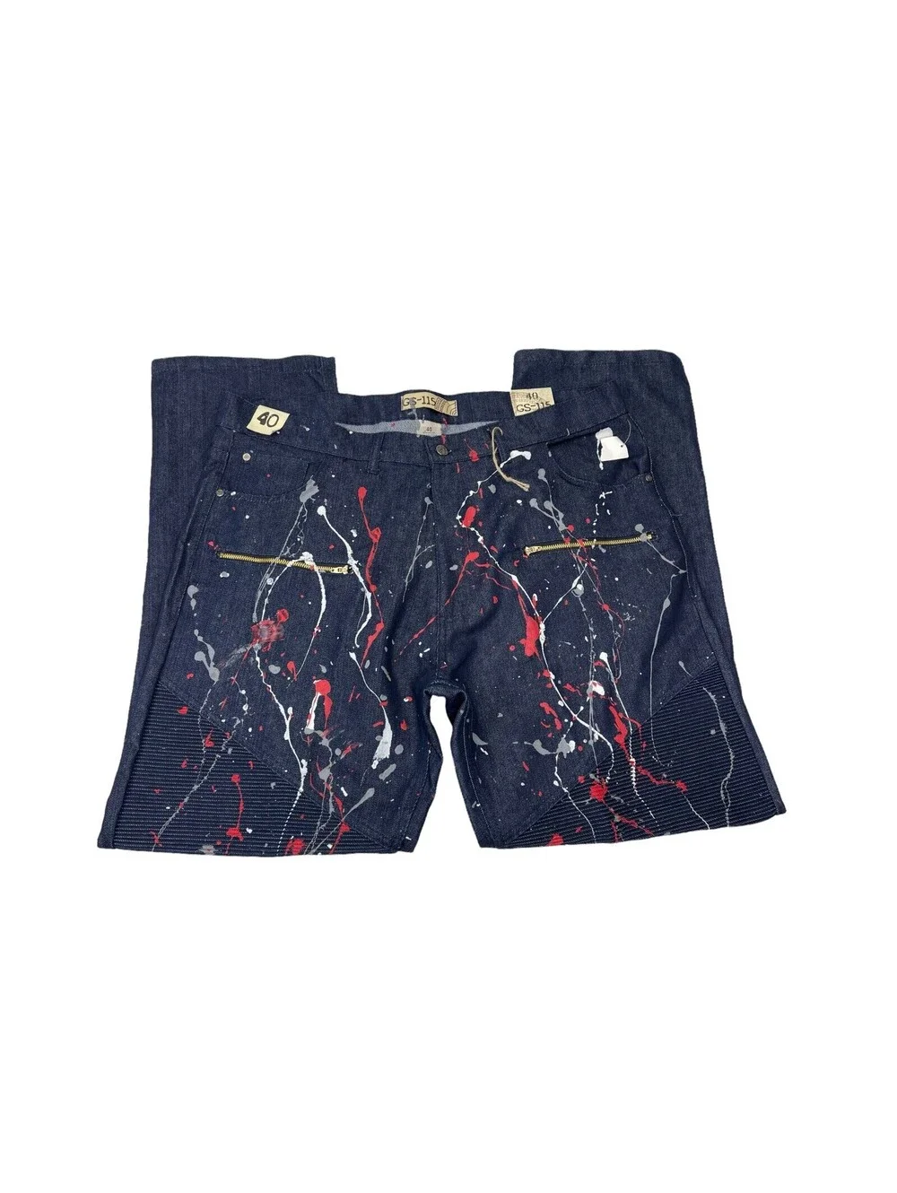 GS-115 Moto Paint Splatter Men's Jeans Size 40x33 New With Tags